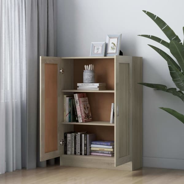 bogskab 82,5x30,5x115 cm konstrueret træ sonoma-eg