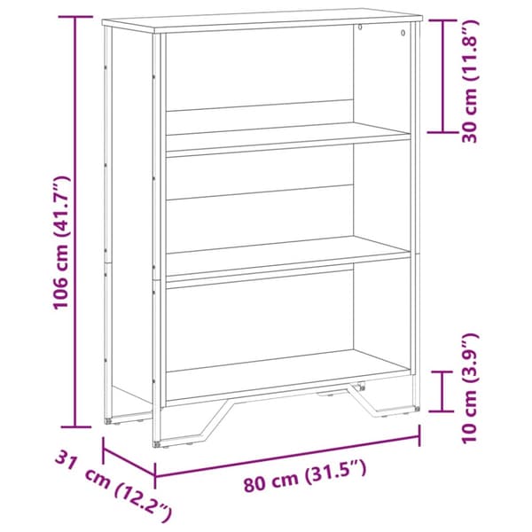 bogreol 80x31x106 cm konstrueret træ sonoma-eg