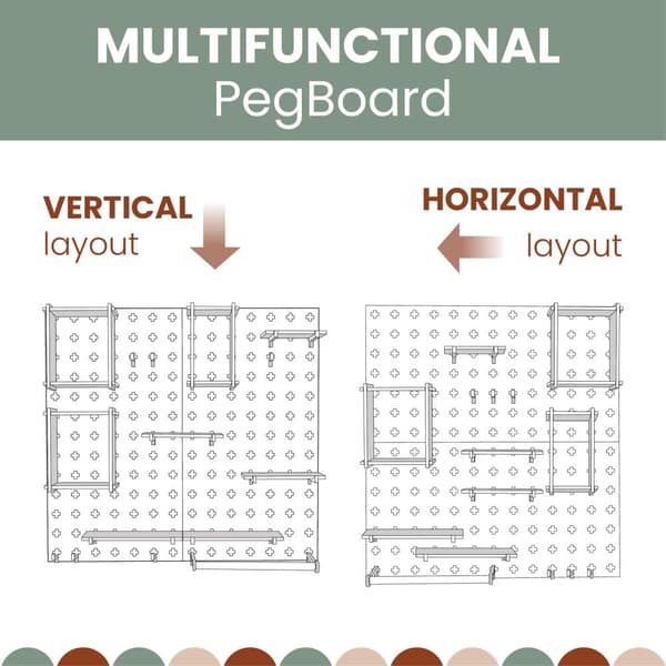 Lelujen Säilytys Pegboard - Minimalistinen Lasten Säilytys - Pegboard Järjestelijä Lapsille - Luonnonpuinen Pegboard - Puinen Seinäjärjestelijä