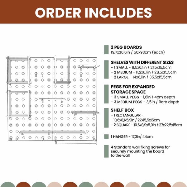 Lelujen Säilytys Pegboard - Minimalistinen Lasten Säilytys - Pegboard Järjestelijä Lapsille - Luonnonpuinen Pegboard - Puinen Seinäjärjestelijä