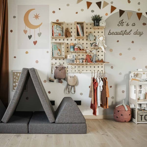 Lelujen Säilytys Pegboard - Minimalistinen Lasten Säilytys - Pegboard Järjestelijä Lapsille - Luonnonpuinen Pegboard - Puinen Seinäjärjestelijä