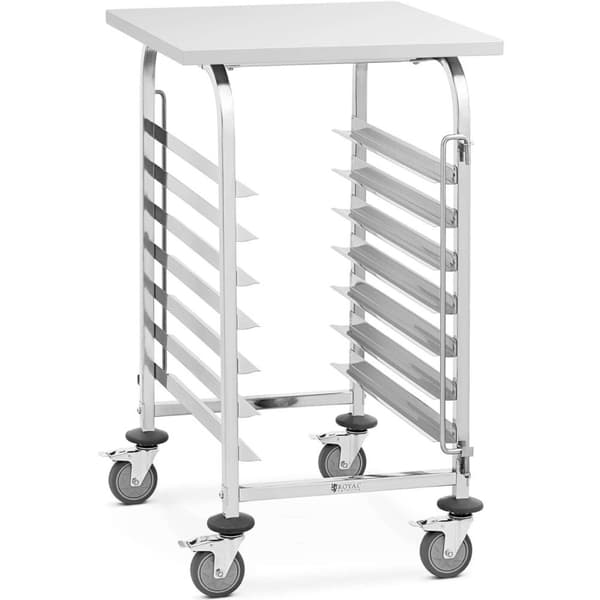 Catering-tjenervogn med hylde til transport af 7 bakker 60 x 60 cm med hylde