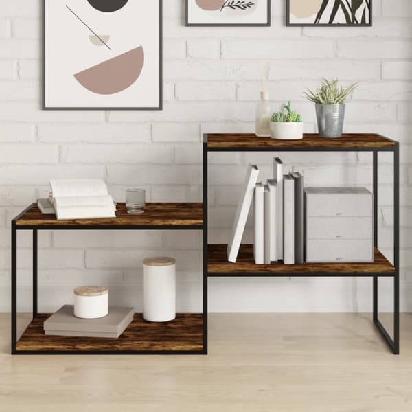 Vägghyllor 4 st rökfärgad ek 60x50x1,5 cm konstruerat trä