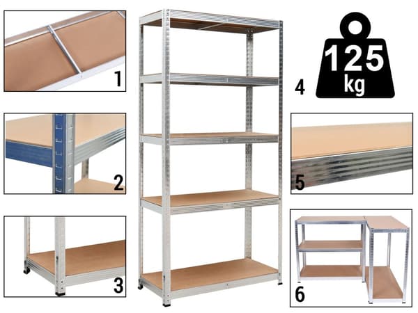 Lagerhylla 5 plan 625 kg 150 x 75 x 30 cm