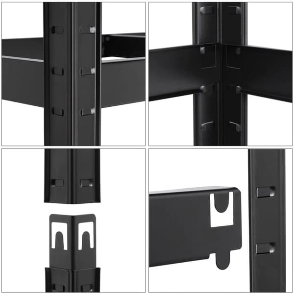Lagerhylde 5 plan, sort, 875 kg, 180 x 90 x 40 cm