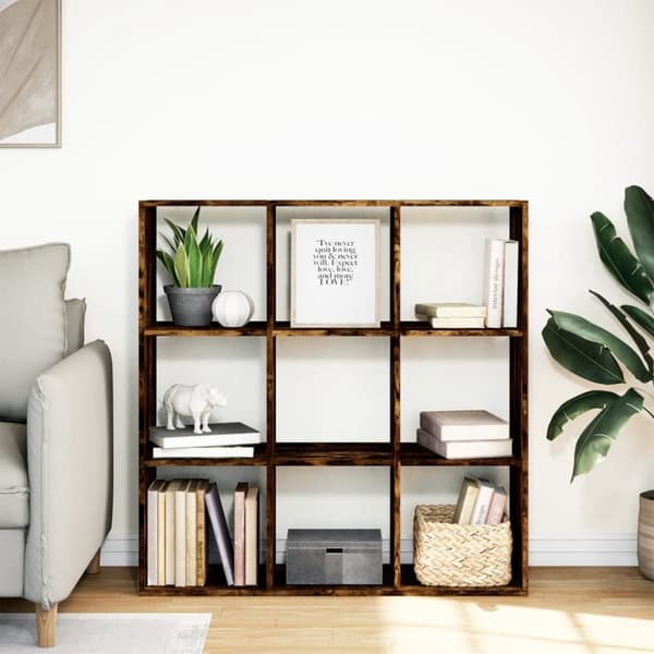 bogreol/rumdeler 102x29x103,5 cm konstrueret træ røget eg