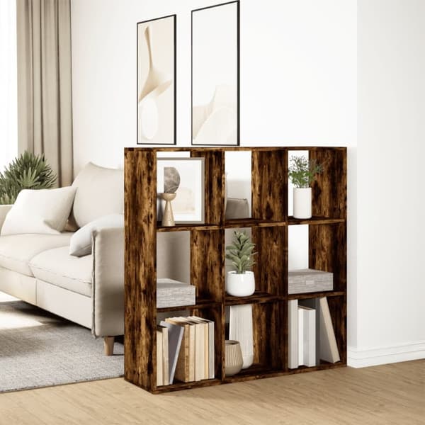 bogreol/rumdeler 102x29x103,5 cm konstrueret træ røget eg