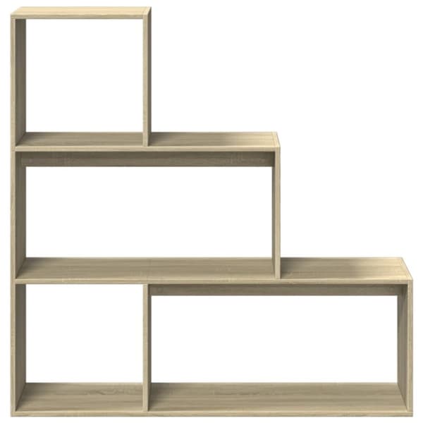 bogreol/rumdeler 123x29x123 cm 3 niveauer konstrueret træ