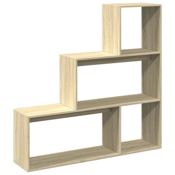 bogreol/rumdeler 123x29x123 cm 3 niveauer konstrueret træ