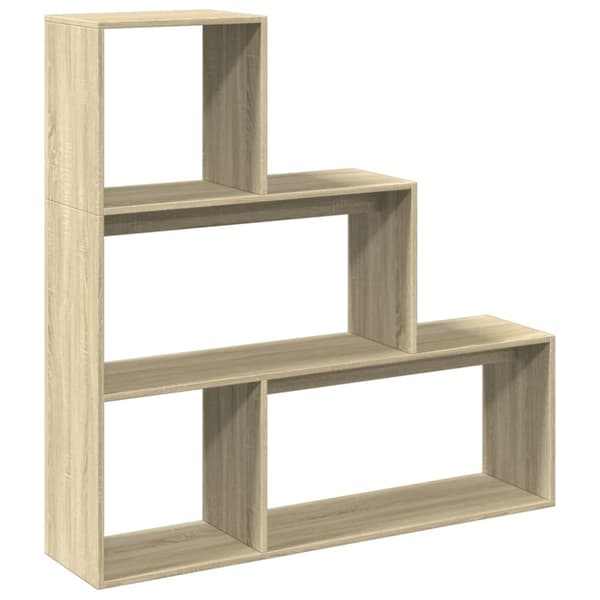 bogreol/rumdeler 123x29x123 cm 3 niveauer konstrueret træ