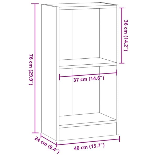 bogreol 40x24x76 cm konstrueret træ antikt træ