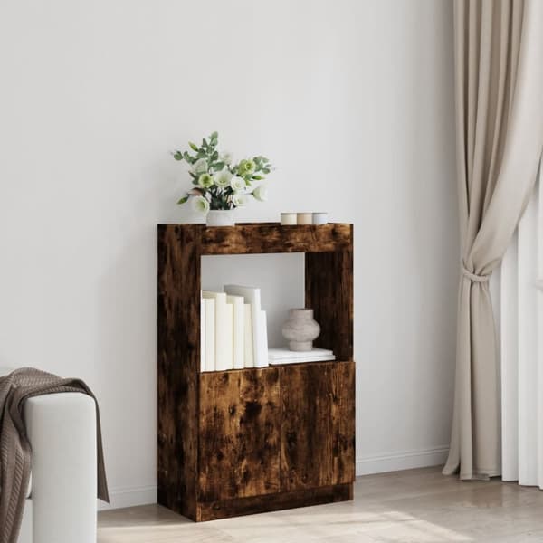 skab 63x33x100 cm konstrueret træ røget egetræsfarve