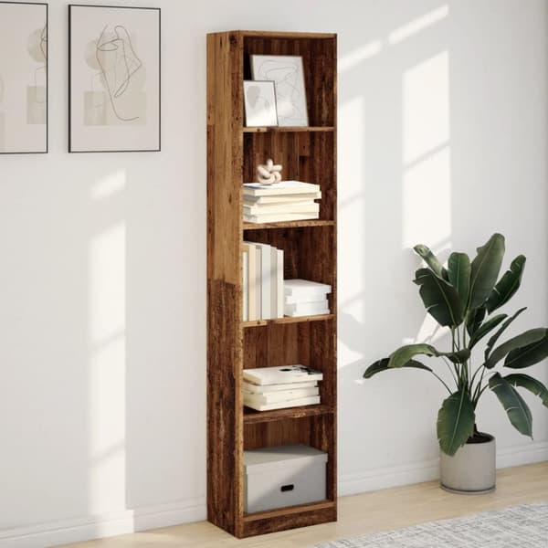bogreol 40x24x176 cm konstrueret træ antikt træ
