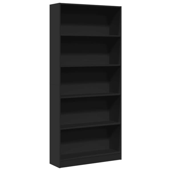 bogreol 80x24x176 cm konstrueret træ sort