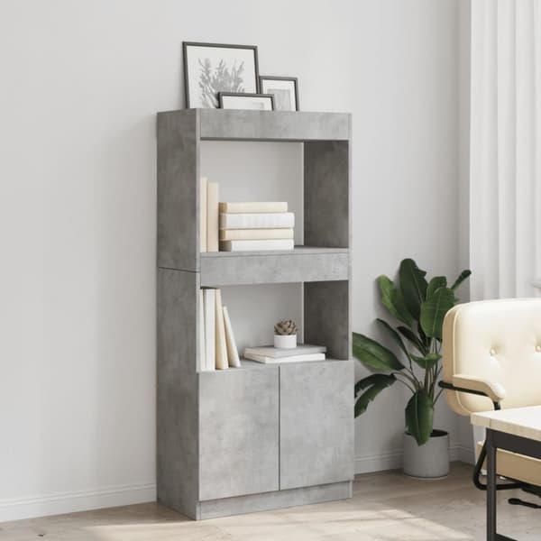 højskab 63x33x140 cm konstrueret træ betongrå
