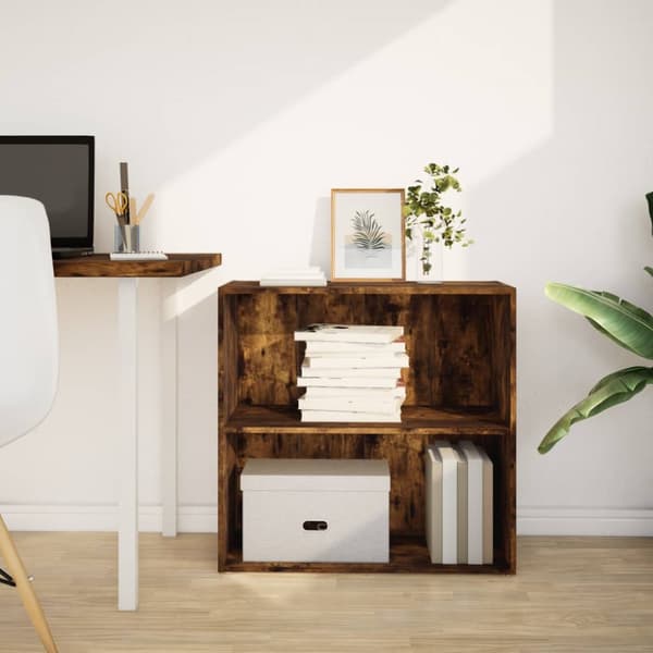 bogreol 80x30x77 cm konstrueret træ røget egetræsfarve