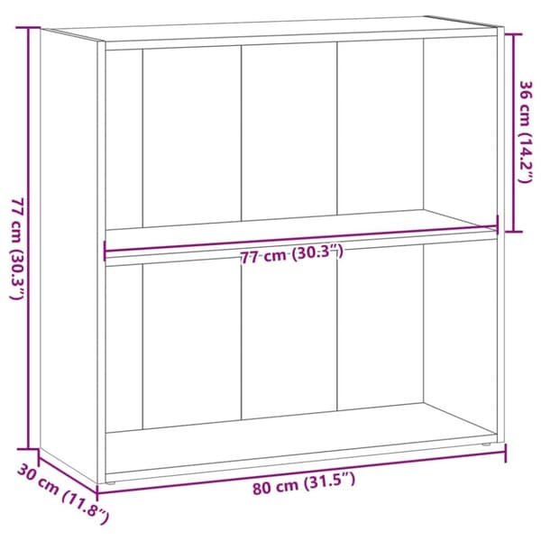 bogreol 80x30x77 cm konstrueret træ røget egetræsfarve