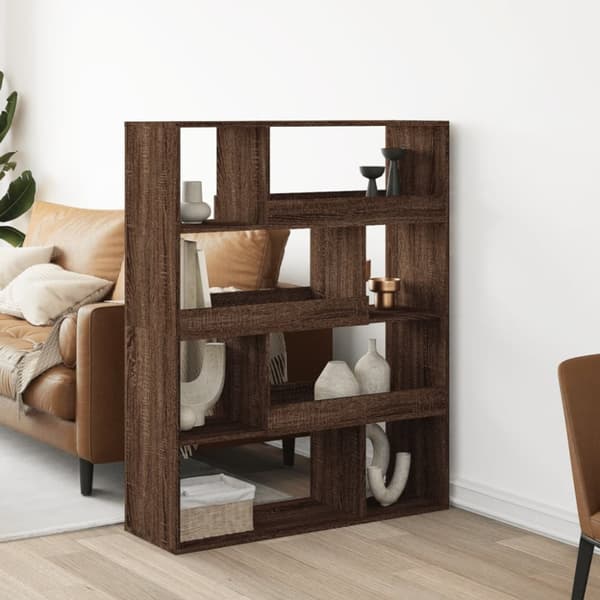 rumdeler 100x33x125,5 cm konstrueret træ brun egetræsfarve