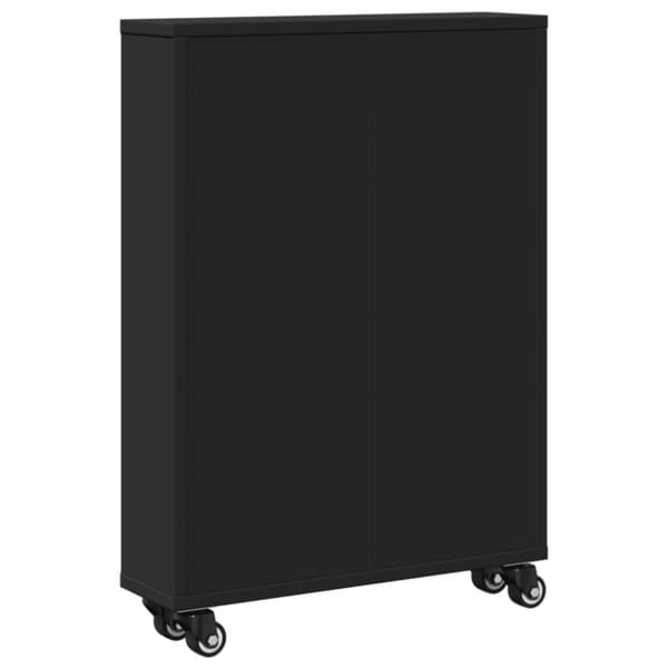 Kapea säilytysvaunu musta 48x13x68 cm tekninen puu