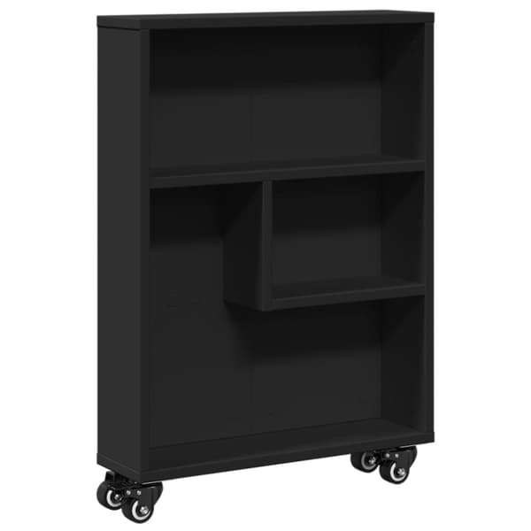 Kapea säilytysvaunu musta 48x13x68 cm tekninen puu