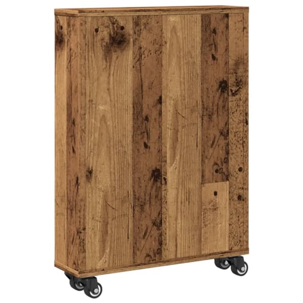 Kapea säilytysvaunu vanha puu 48x13x68 cm tekninen puu