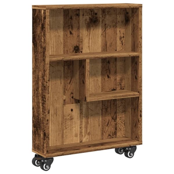 Kapea säilytysvaunu vanha puu 48x13x68 cm tekninen puu