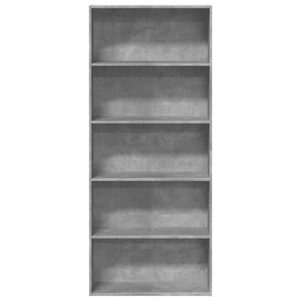 bogreol 80x30x189 cm konstrueret træ betongrå