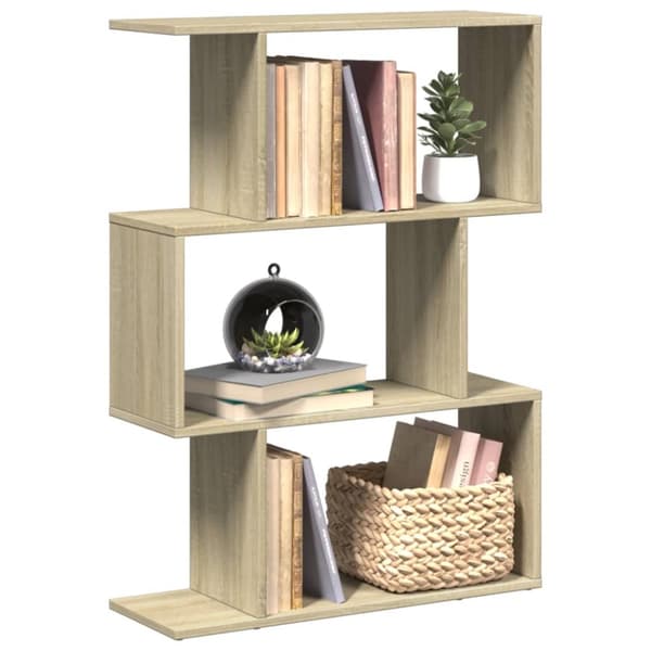 bogreol/rumdeler 70x24x97cm 3niveauer konstrueret træ sonoma-eg
