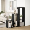 Miniatyrbillede 4 af 10: bogreol/rumdeler 123x29x123 cm 3 niveauer konstrueret træ sort