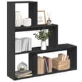 Miniatyrbillede 1 af 10: bogreol/rumdeler 123x29x123 cm 3 niveauer konstrueret træ sort