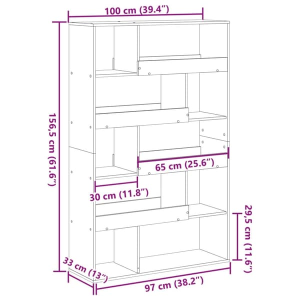 rumdeler 100x33x156,5 cm konstrueret træ hvid