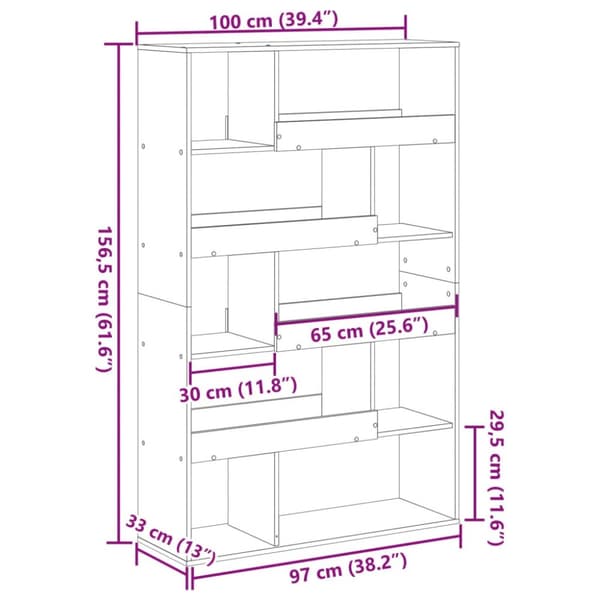 bogreol 100x33x156,5 cm konstrueret træ sort