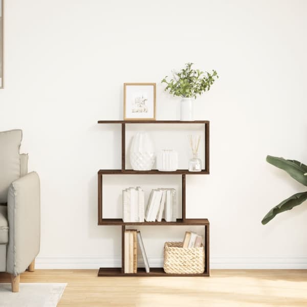 bogreol/rumdeler 70x24x97 cm 3 niveauer konstrueret træ brun eg