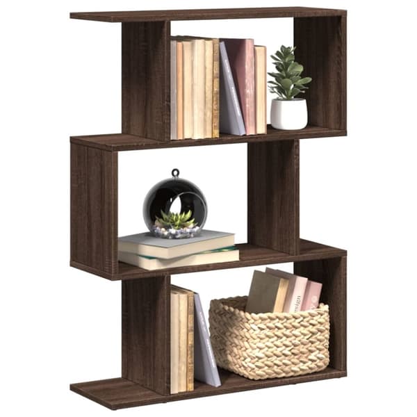 bogreol/rumdeler 70x24x97 cm 3 niveauer konstrueret træ brun eg