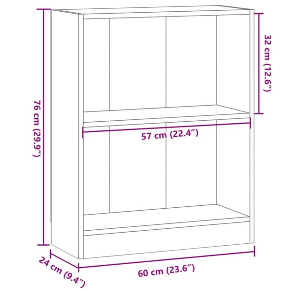 bogreol 60x24x76 cm konstrueret træ antikt træ