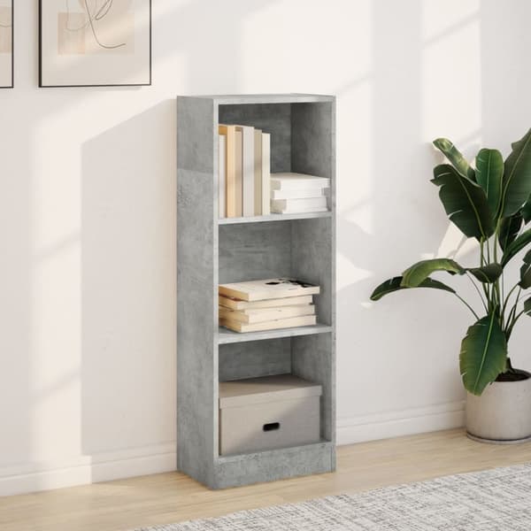 bogreol 40x24x109 cm konstrueret træ betongrå