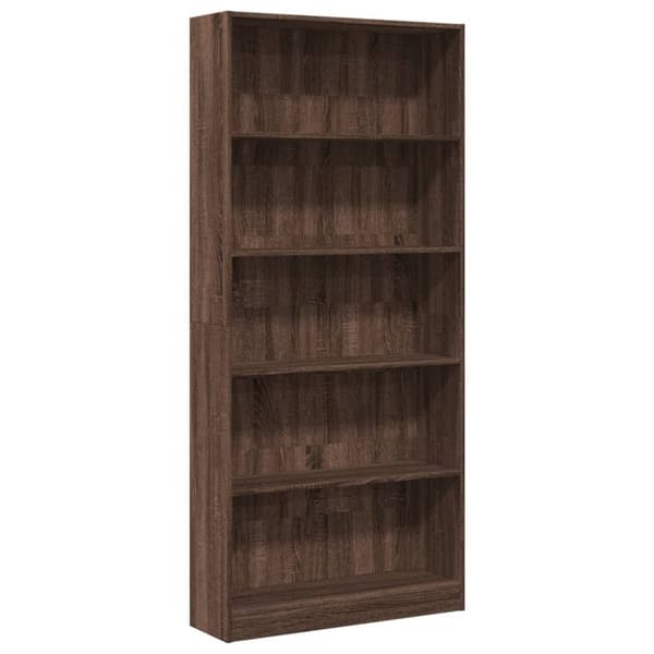 bogreol 80x24x176 cm konstrueret træ brun egetræsfarve