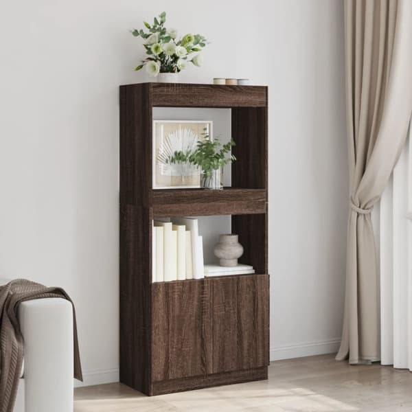 højskab 63x33x140 cm konstrueret træ brun egetræsfarve