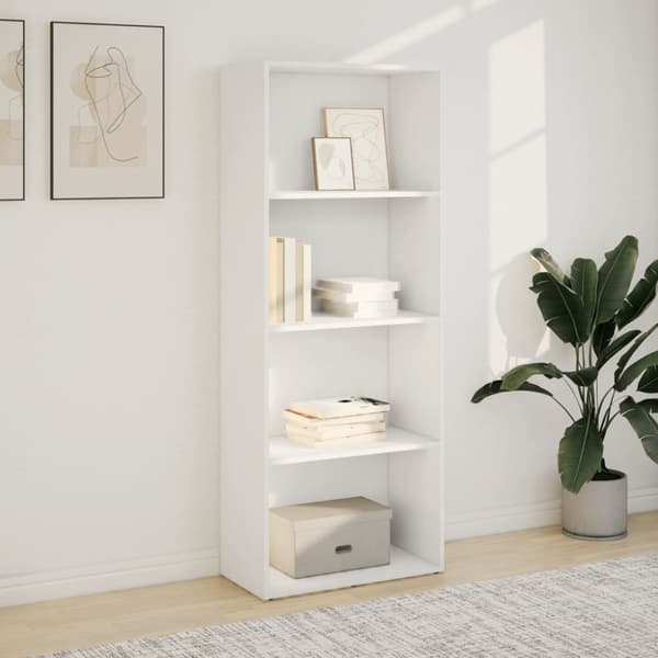bogreol 60x30x152 cm konstrueret træ hvid