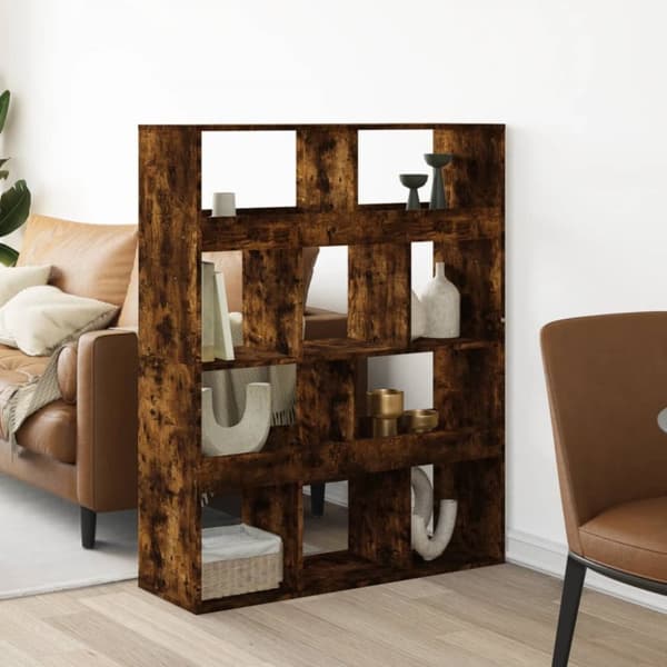 rumdeler 100x33x125,5 cm konstrueret træ røget egetræsfarve