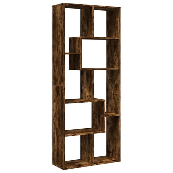 bogreol/rumdeler 67x25x161,5 cm konstrueret træ røget eg