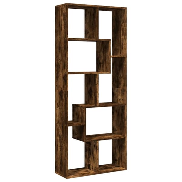 bogreol/rumdeler 67x25x161,5 cm konstrueret træ røget eg