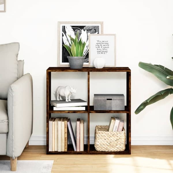 bogreol/rumdeler 69,5x29x69,5 cm konstrueret træ røget eg