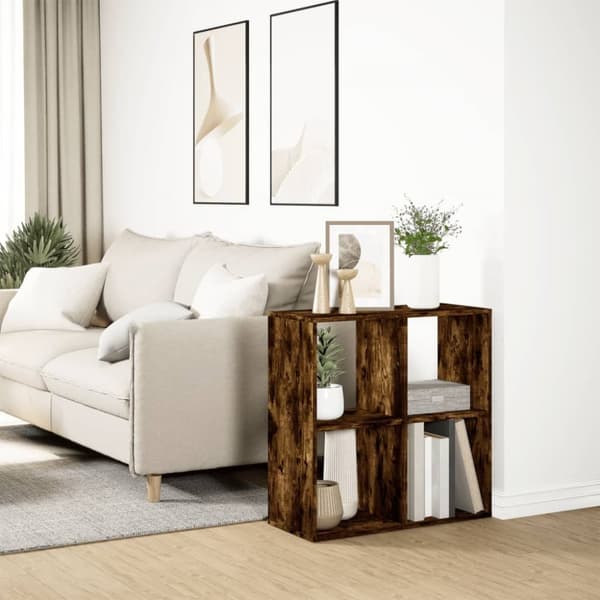 bogreol/rumdeler 69,5x29x69,5 cm konstrueret træ røget eg
