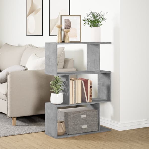 bogreol/rumdeler 70x24x97 cm 3niveauer konstrueret træ betongrå