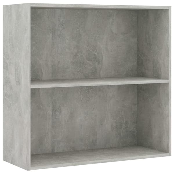 bogreol med 2 hylder 80x30x76,5 cm konstrueret træ betongrå