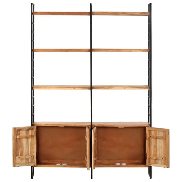 bogreol i 4 niveauer 124 x 30 x 180 cm massivt akacietræ