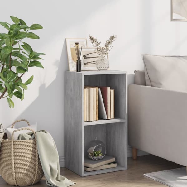 bogreol med 2 hylder 40x30x76,5 cm konstrueret træ betongrå