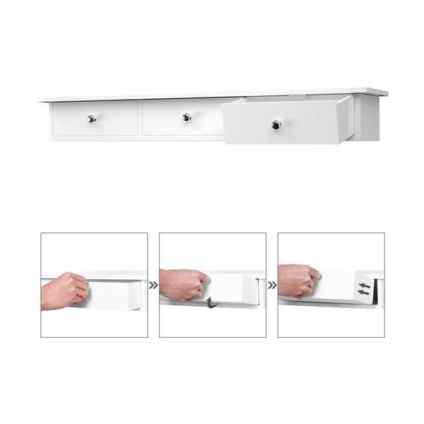 Vægskab - med 3 skuffer - Floating Board - White