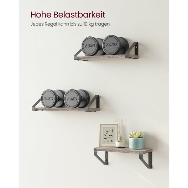 Wall Shelf Set på 3 - Floating Board - Industrial - Gray / Black